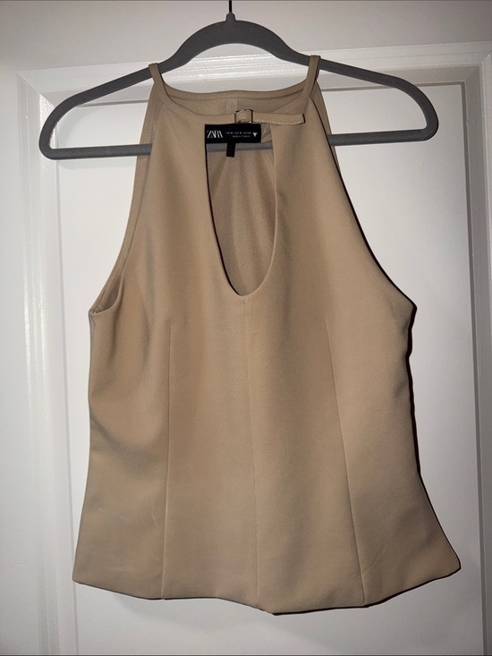 Zara Tops - Zara Neutral Beige Halter Top Medium